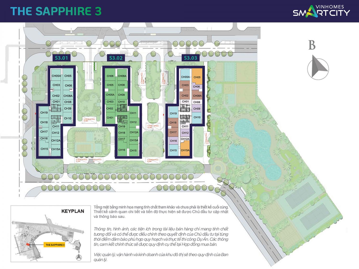 Mặt bằng tổng thể phân khu The Sapphire 3 Vinhomes Smart City