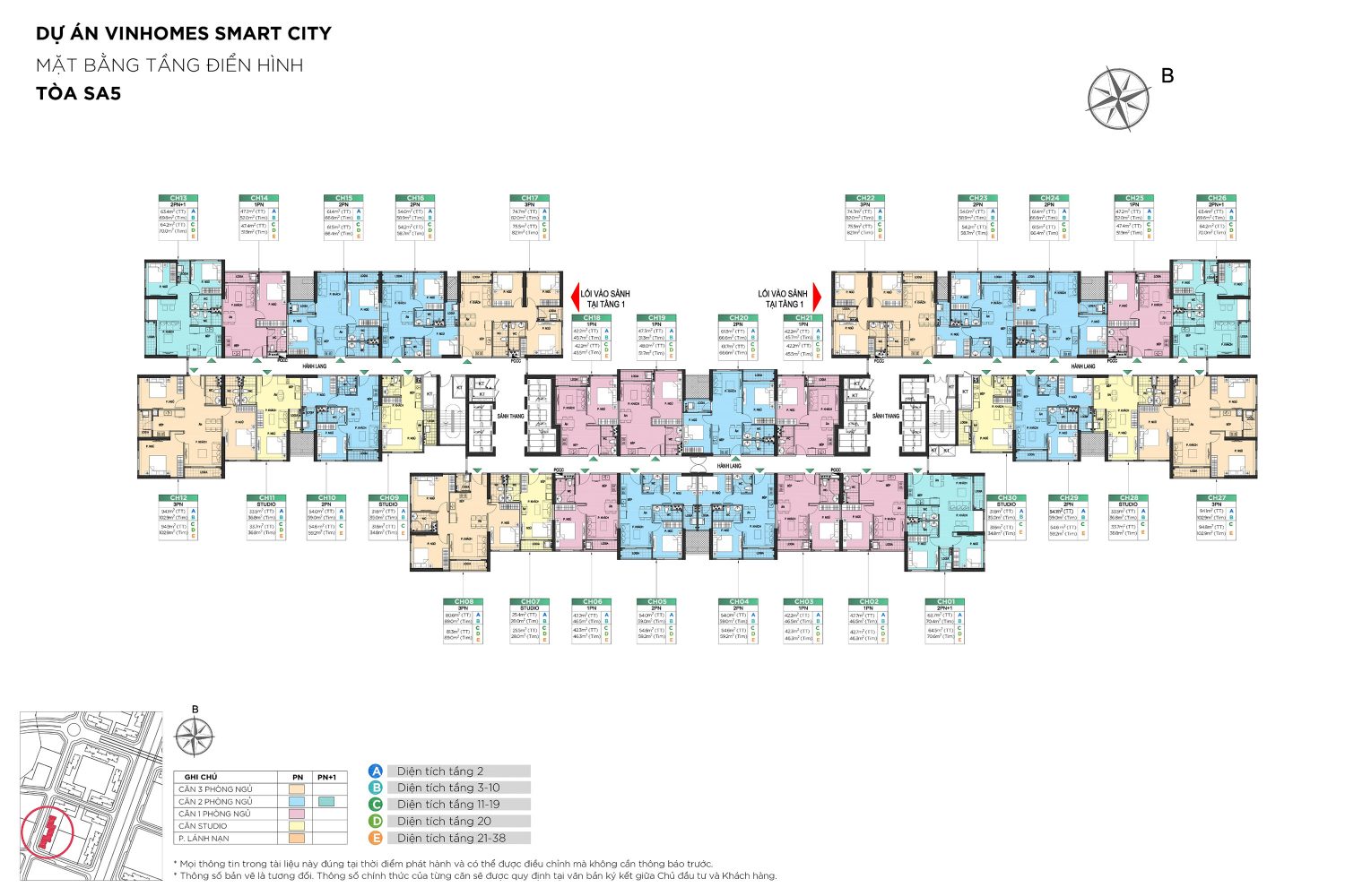 mặt bằng tòa SA5 Vinhomes Smart City