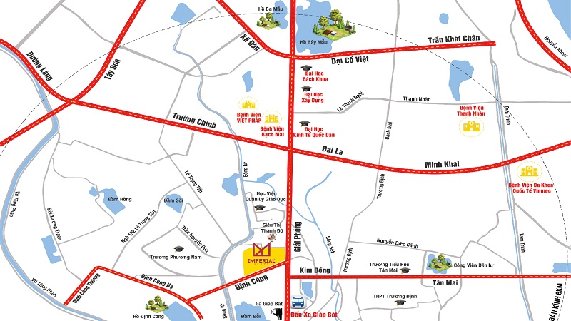 Vị trí dự án chung cư The Queen 360 Giải Phóng – Sống giữa giao điểm vàng 3 quận nội thành Hà Nội