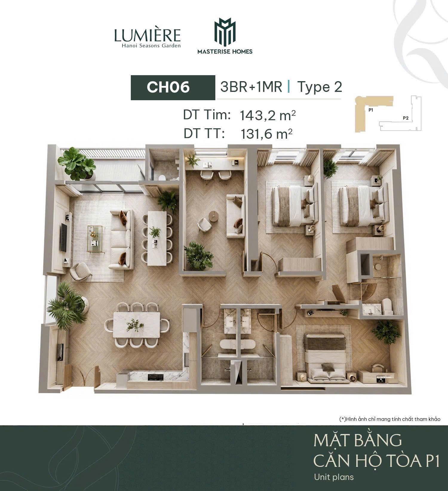 Thiết kế căn hộ 4 ngủ tại Hanoi Seasons Garden 