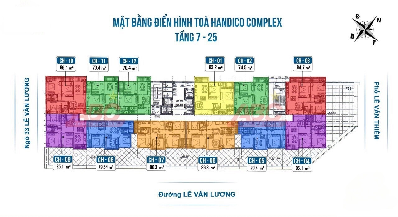 Mặt bằng tầng điển hình dự án Handico Complex Lê Văn Lương