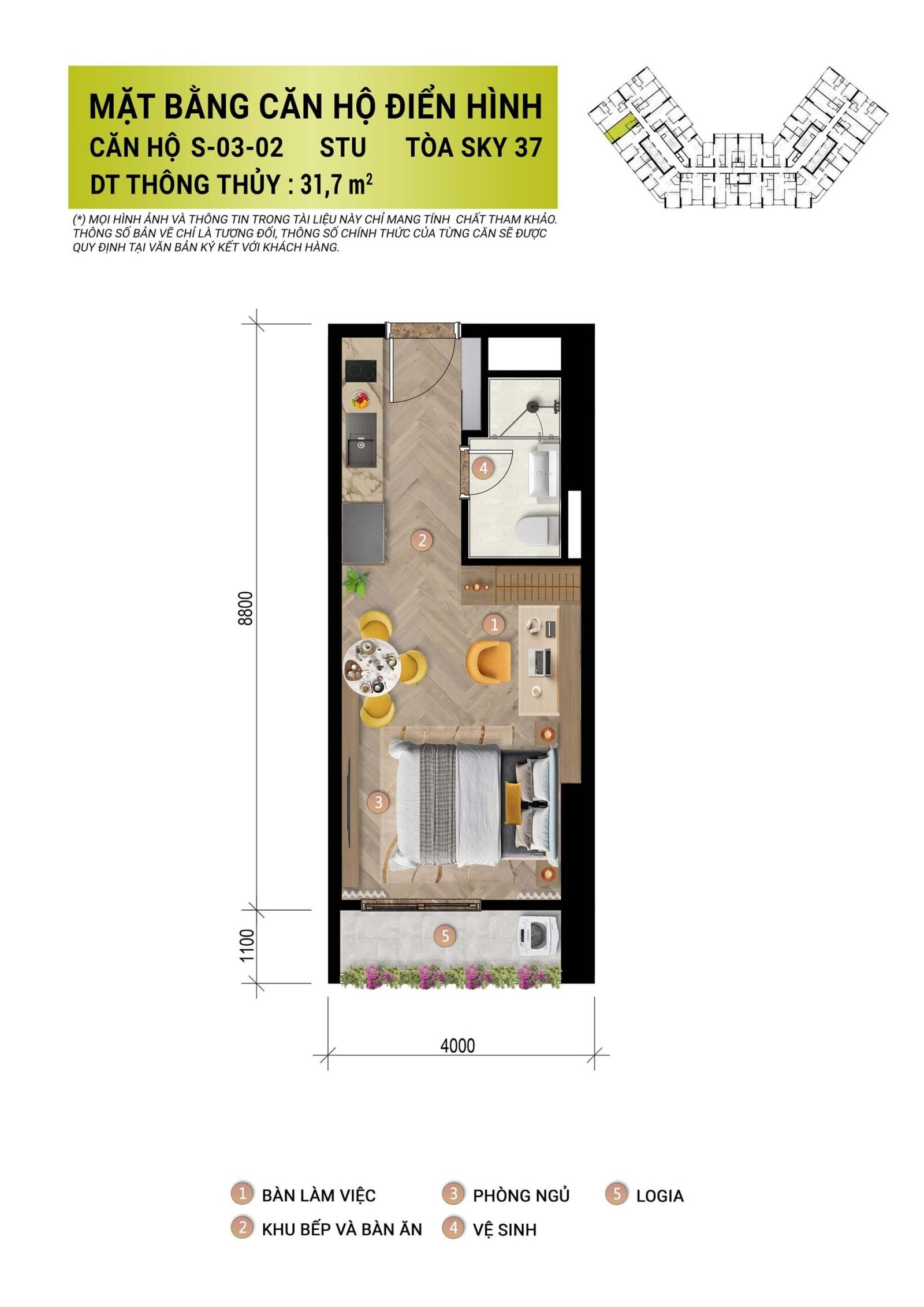 Thiết kế chi tiết căn hộ tại dự án Sun Glory Residence 